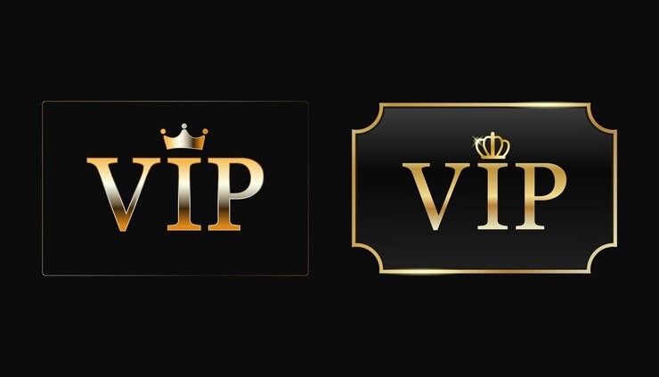 Vetor estrutura vip etiqueta preta com brilho dourado e estrutura de coroa retangular modelo escuro premium
