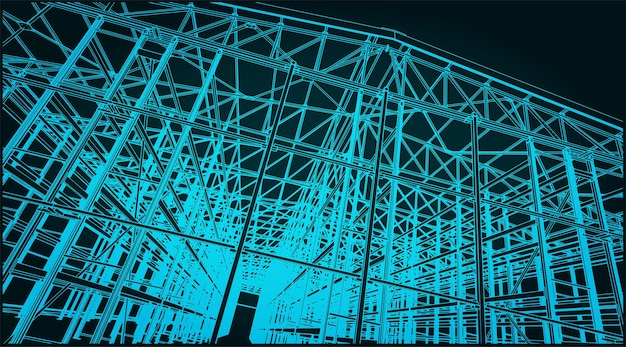 Estruturas de um grande hangar industrial