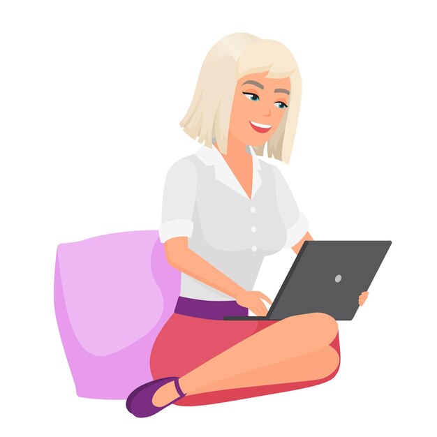Estudante sentada com um laptop