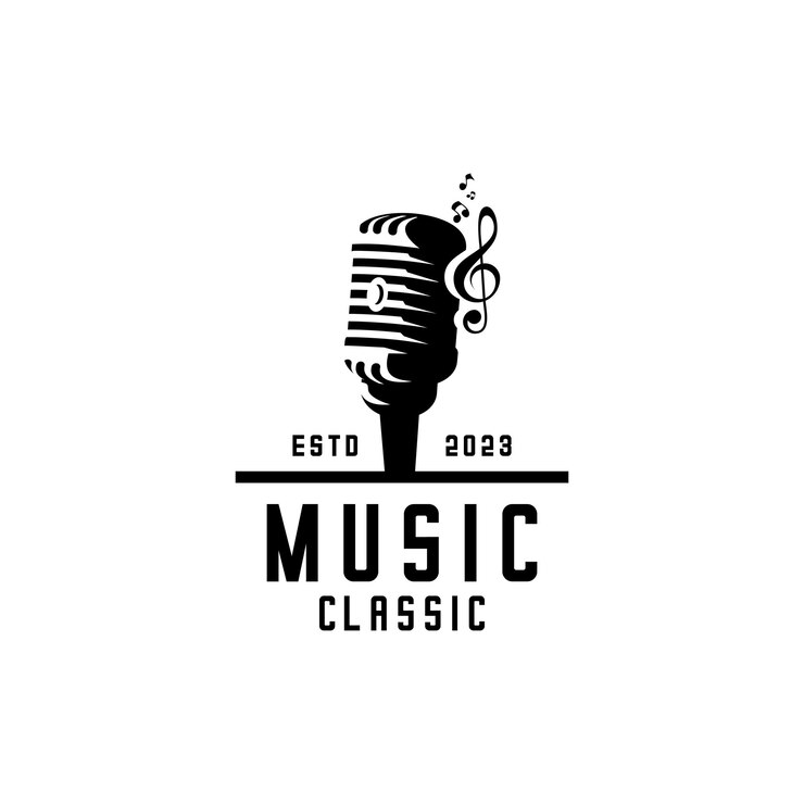 Vetor estúdio de música de microfone de logotipo de vetor