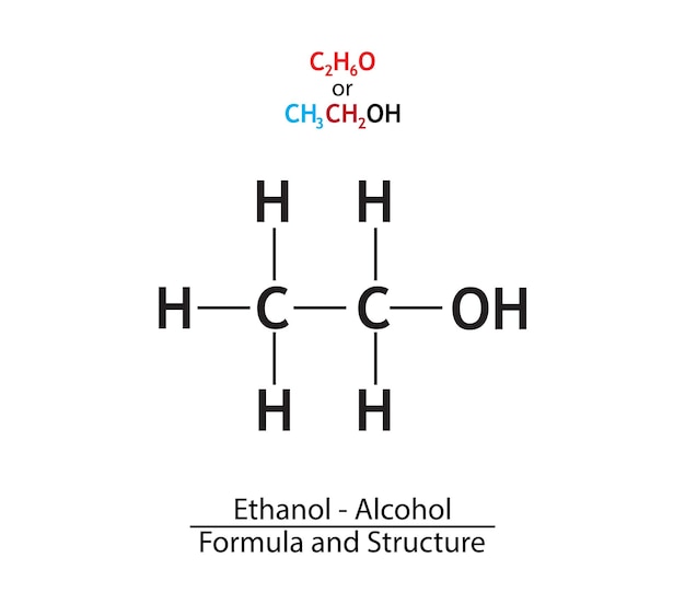 Vetor etanol álcool fórmula química e estrutura