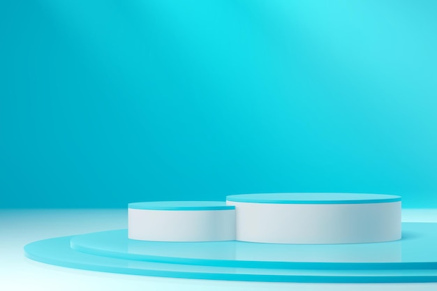 Etapa de vetor 3D de pódio redondo turquesa ou azul