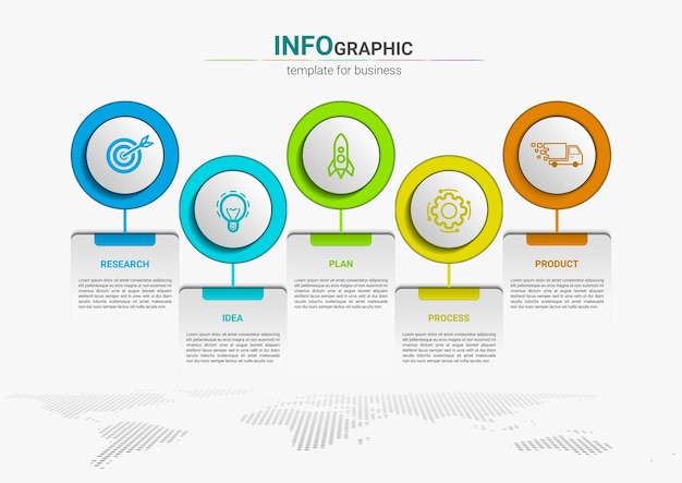 Etapas cronograma de processo de negócios design de modelo de elemento de infográficos