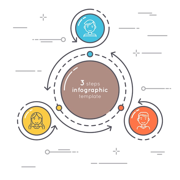 Vetor etapas de estilo simples círculo modelo infográfico. linha fina de negócios