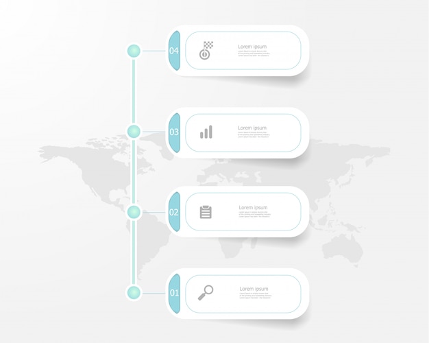 Etapas de infográficos timeline verticais para negócios e educação