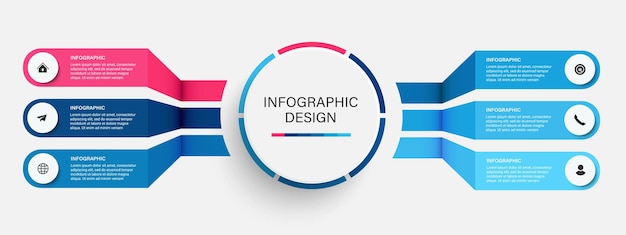 Etapas de visualização de dados de negócios Linha de tempo de processo Design de modelo infográfico com ícones