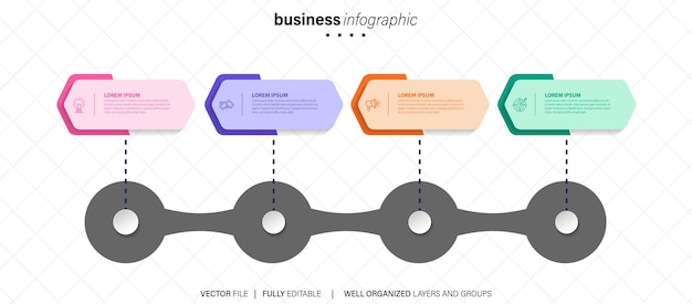 Vetor etapas infográficas de negócios vetoriais