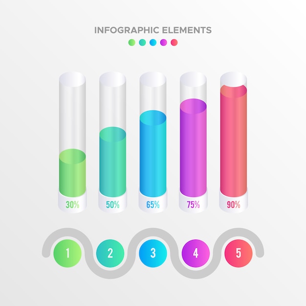 Etapas opções negócios infográfico elementos coleção