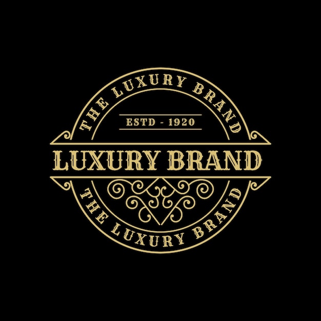 Etiqueta com logotipo de marca de luxo vintage Premium