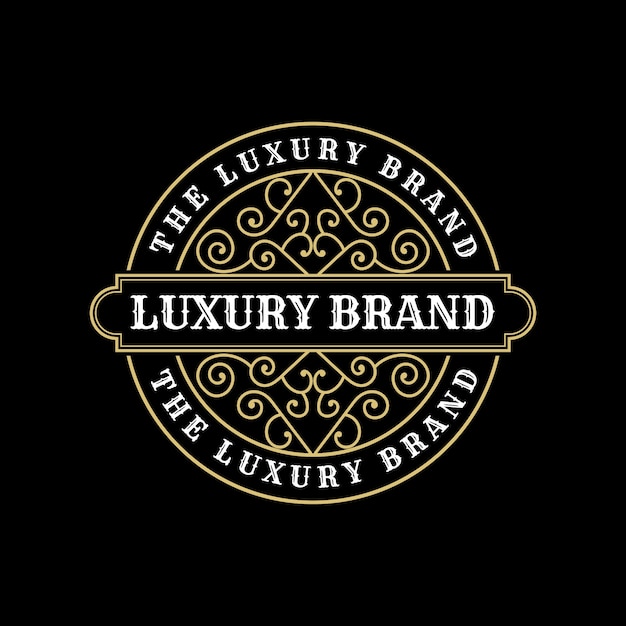 Etiqueta com logotipo de marca de luxo vintage Premium