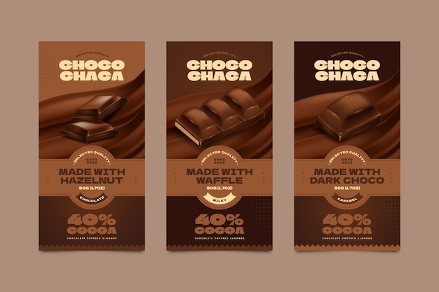 Etiqueta de alimentos de chocolate em estilo realista