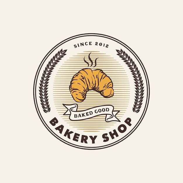 Vetor etiqueta de logotipo de loja de padaria vintage desenhada à mão