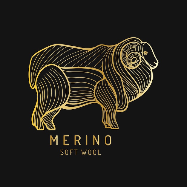 Etiqueta de logotipo de ovelha merino ilustração de carneiro vetorial sinal de lã macia de ovelha fundo de ícone de lã