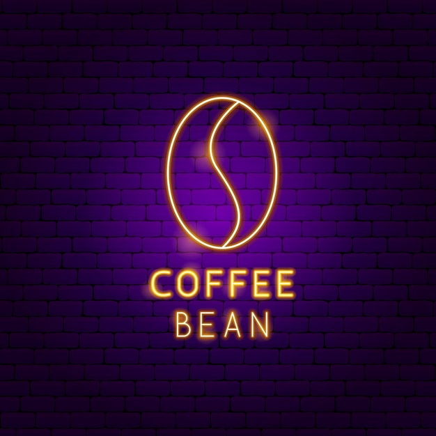 Etiqueta de néon de grão de café
