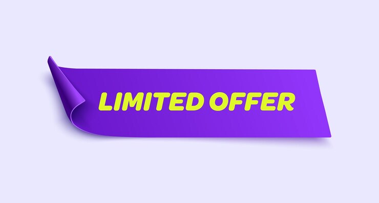 Vetor etiqueta de oferta limitada. rótulo de desconto roxo.