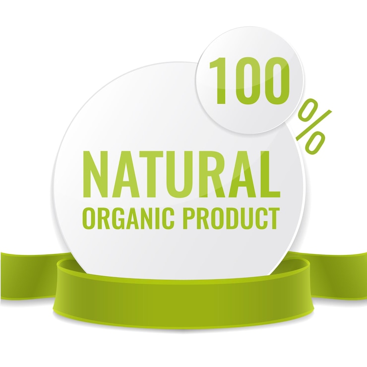 Vetor etiqueta de promoção para produtos orgânicos naturais venda etiquetas de círculo com fita verde design de ilustração vetorial