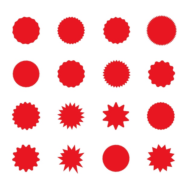 Etiqueta de starburst de preço de venda de etiqueta vermelha de compras. vetor isolado de distintivo de etiqueta de promoção no fundo branco