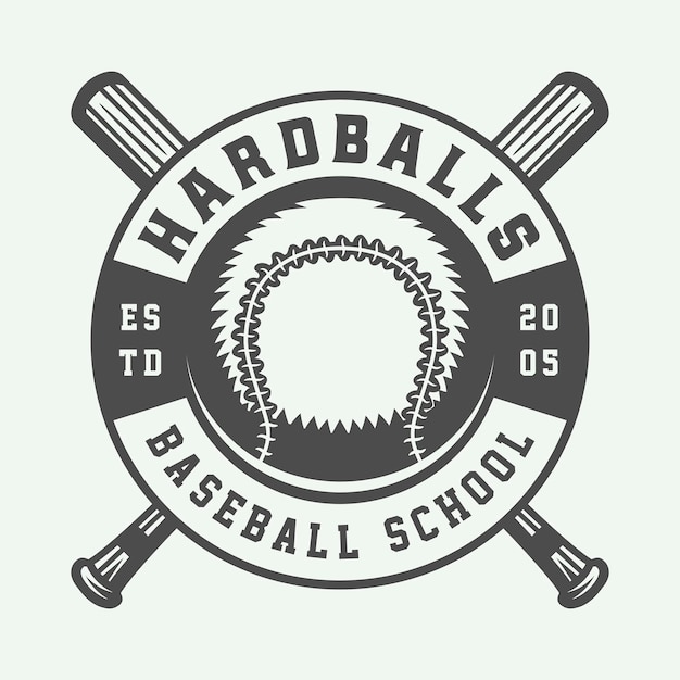 Etiqueta do emblema do emblema do logotipo do esporte de beisebol vintage Monochr