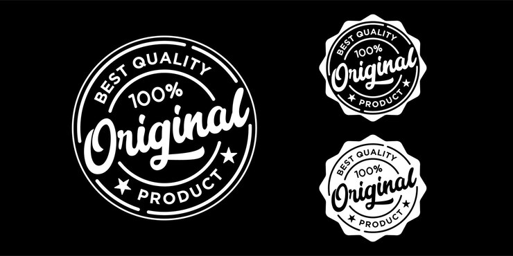 Vetor etiqueta do produto original emblema logotipo selo ou coleção de modelo de design de selo