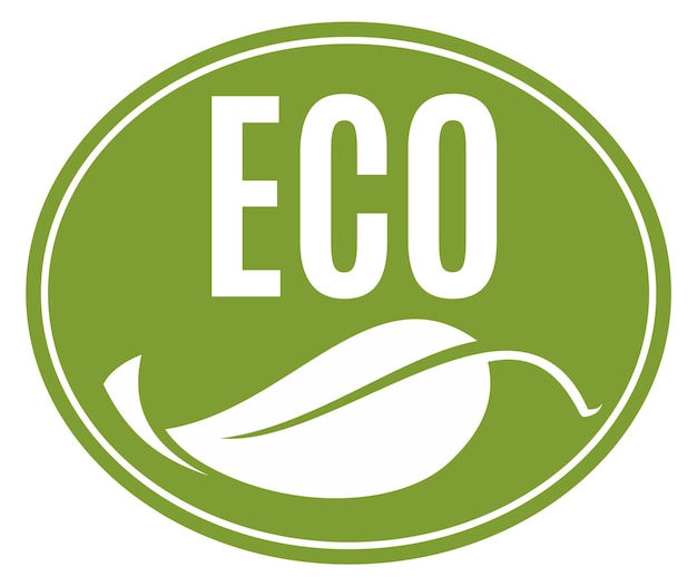 Etiqueta ecológica redonda sinal de folha verde para produto orgânico