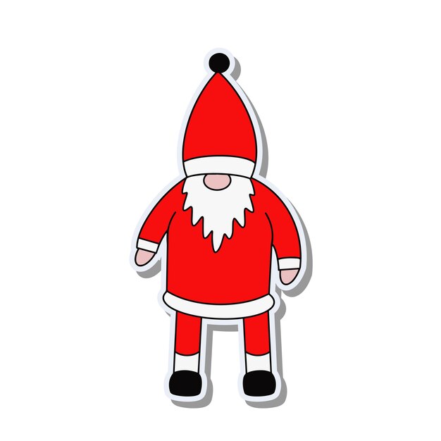 Etiqueta engraçada com o Papai Noel. Ideal para postais, livros infantis e autocolantes. Vetor.