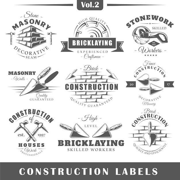Etiquetas de construção vintage