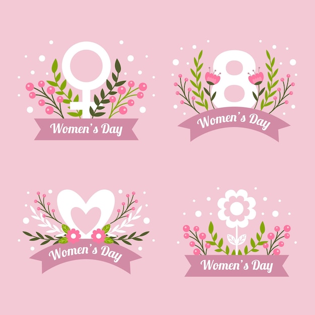 Etiquetas de design plano para o dia internacional da mulher