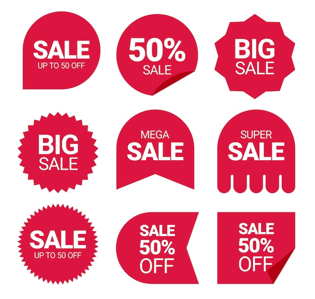 Etiquetas de preços desconto compras vector coleção ilustração fita venda banners isolados Nova coleção oferece design de crachá