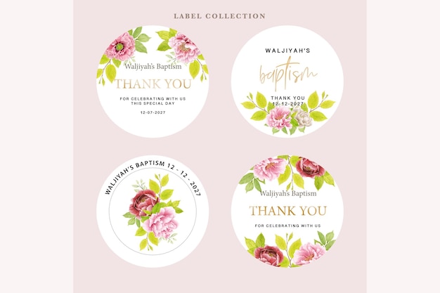 Etiquetas florais em design plano