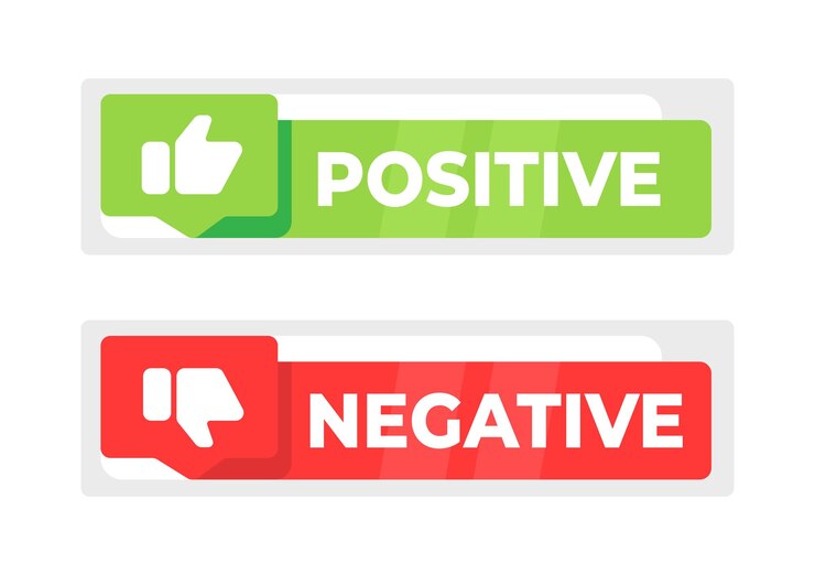 Vetor etiquetas positivas e negativas marcas de verificação ilustração vetorial