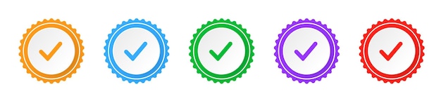 Etiquetas vintage Verifique ou aprove o carimbo de símbolo Crachá de estrela certificado para empresa ou celebração