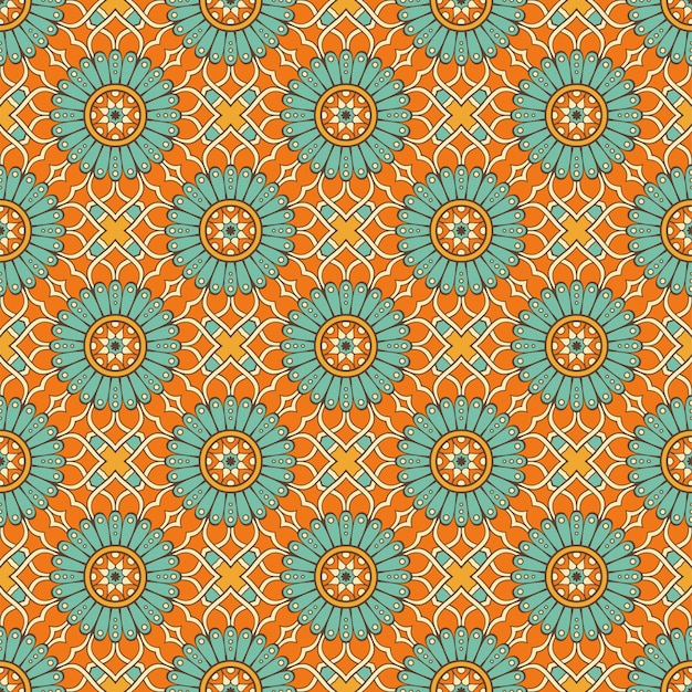 Étnica floral padrão sem emenda com mandalas