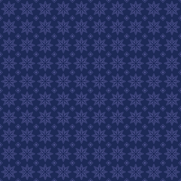 Étnico batik flores geométricas sem costura de fundo em estilo vintage azul