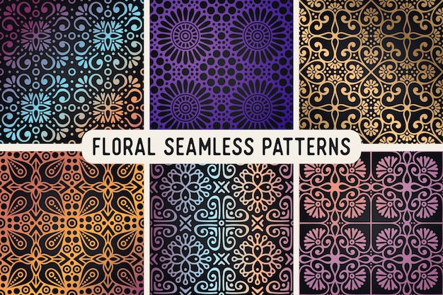 Étnico, floral, seamless, padrão, ornamental, padrão