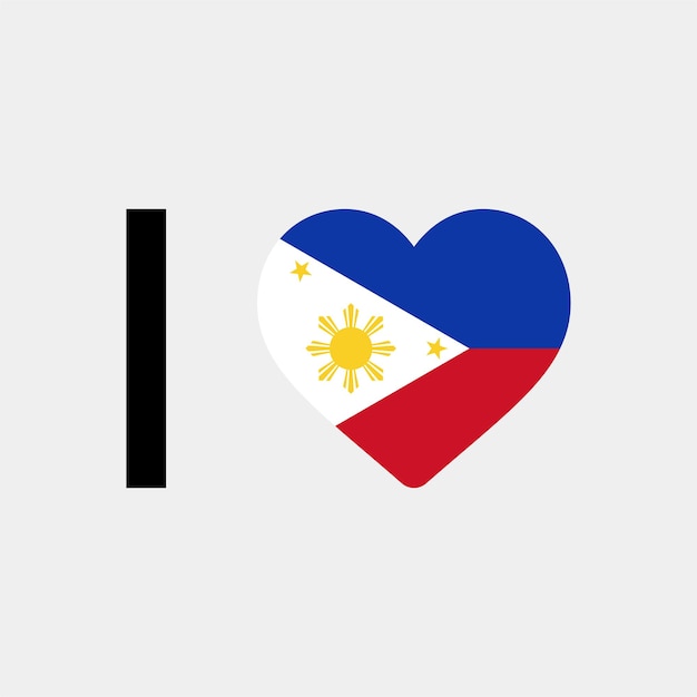 Eu amo a ilustração vetorial de coração de país de Filipinas