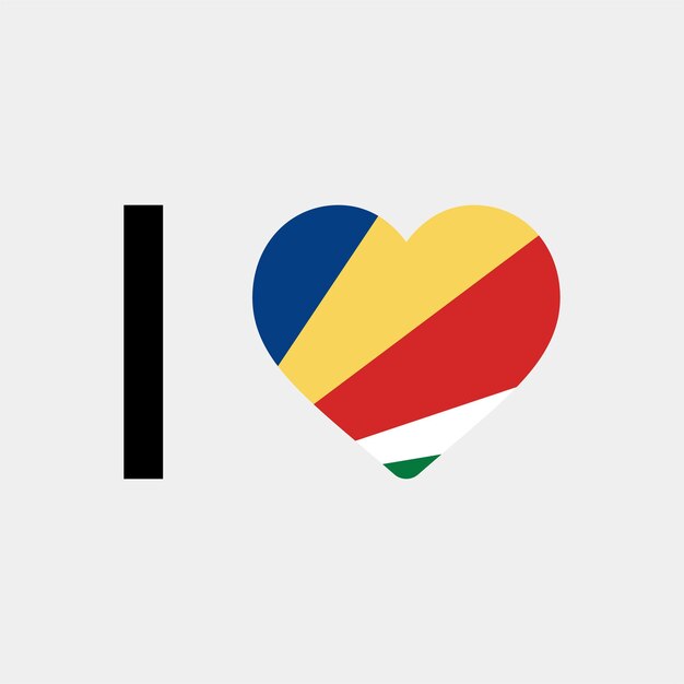 Eu amo a ilustração vetorial de coração de país de Seychelles