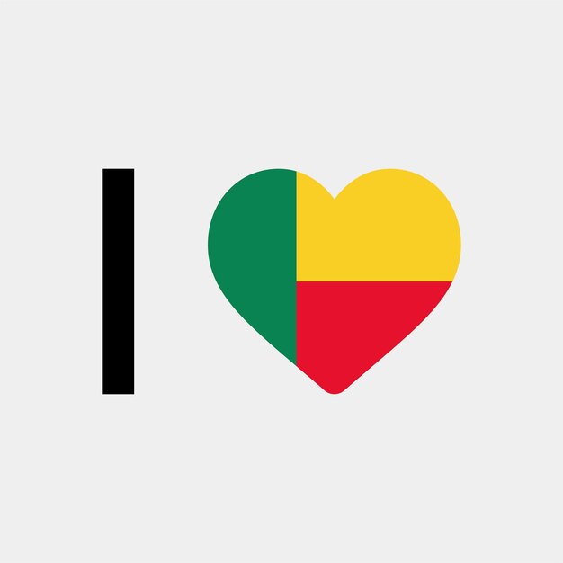 Eu amo a ilustração vetorial de coração do país de Benin
