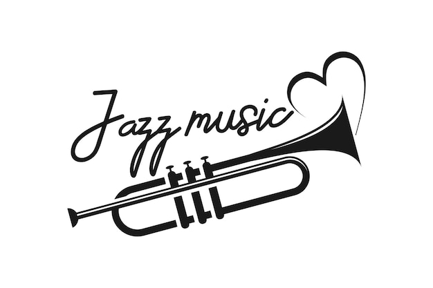 Eu amo a inspiração para o design de logotipo de jazz de música