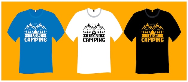 Vetor eu amo acampar design de camiseta de arquivo de corte svg