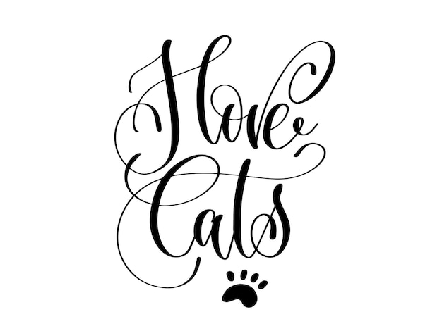 Eu amo letras de mão de gatos