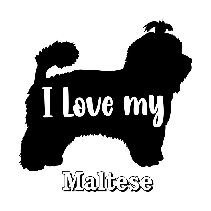 Vetor eu amo meu cão maltês silhueta raças de cães logotipo cão monograma vetor