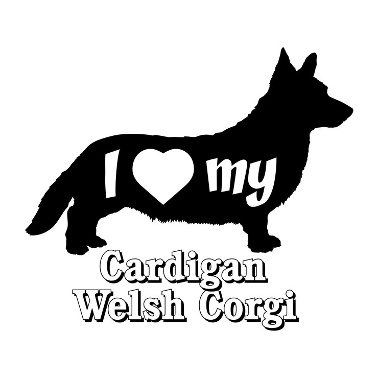 Vetor eu amo meu cardigan welsh corgi cão silhueta raças de cães logotipo cão monograma vetor