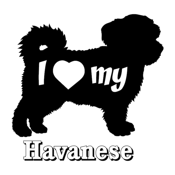 Vetor eu amo meu havanese cão silhueta raças de cães logotipo cão monograma vetor
