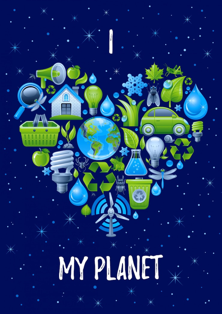 Vetor eu amo meu planeta, cartaz do dia da mãe terra