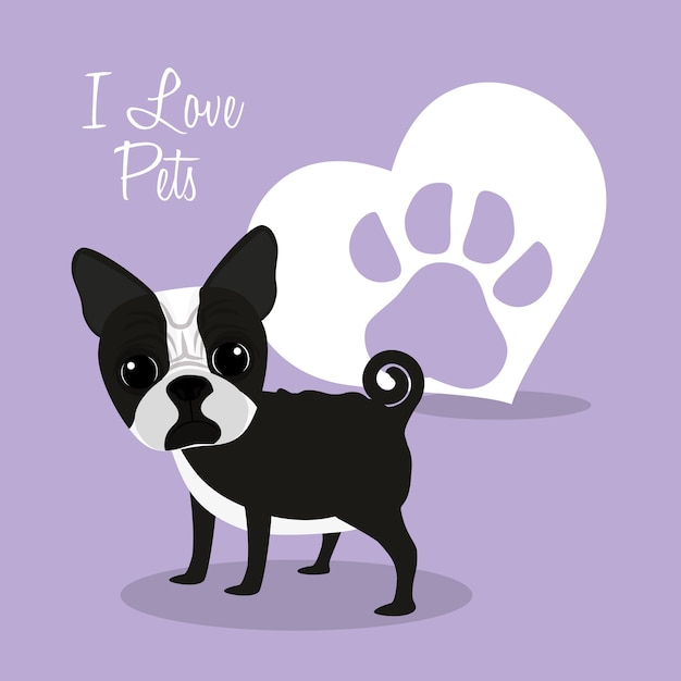 eu amo o cartaz do coração dos animais de estimação