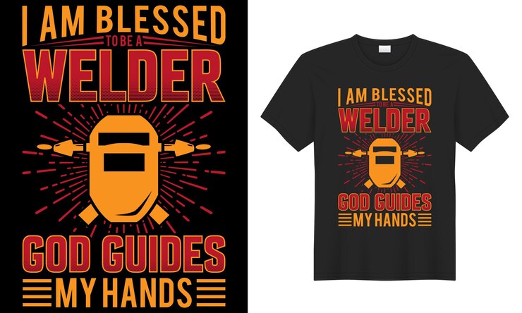 Vetor eu sou abençoado por ser um soldador deus guia minhas mãos design de camisetas de soldador