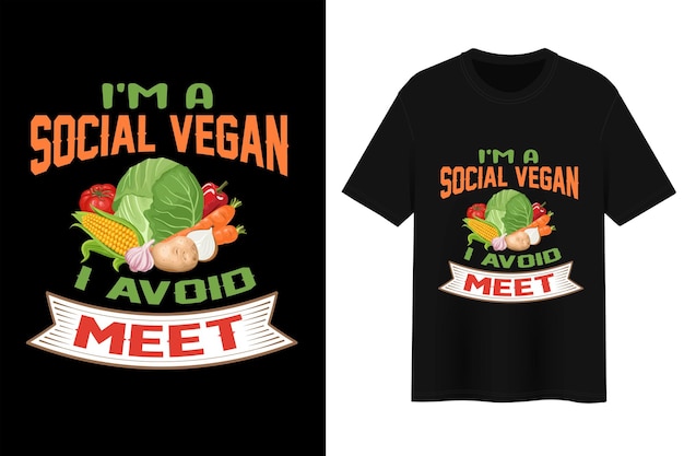 Eu sou um vegan social. design engraçado do t-shirt.