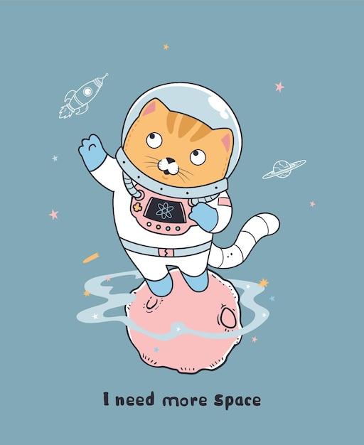 Eu sou uma ilustração de gato astronauta