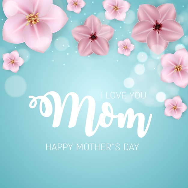 eu te amo, mãe. Feliz dia das mães bonito fundo com flores.