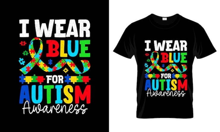 Vetor eu uso a camiseta azul para a conscientização sobre o autismo.